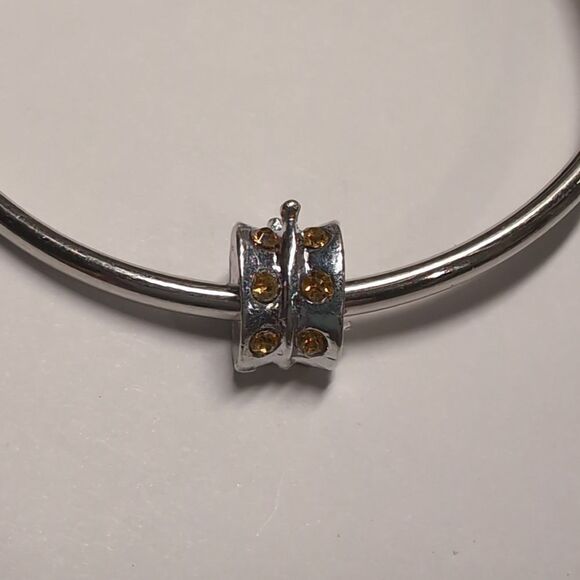 Silver with Yellow Rhinestones‎ Butterfly Charm for Pandora Style Bracelet - Picture 1 of 3